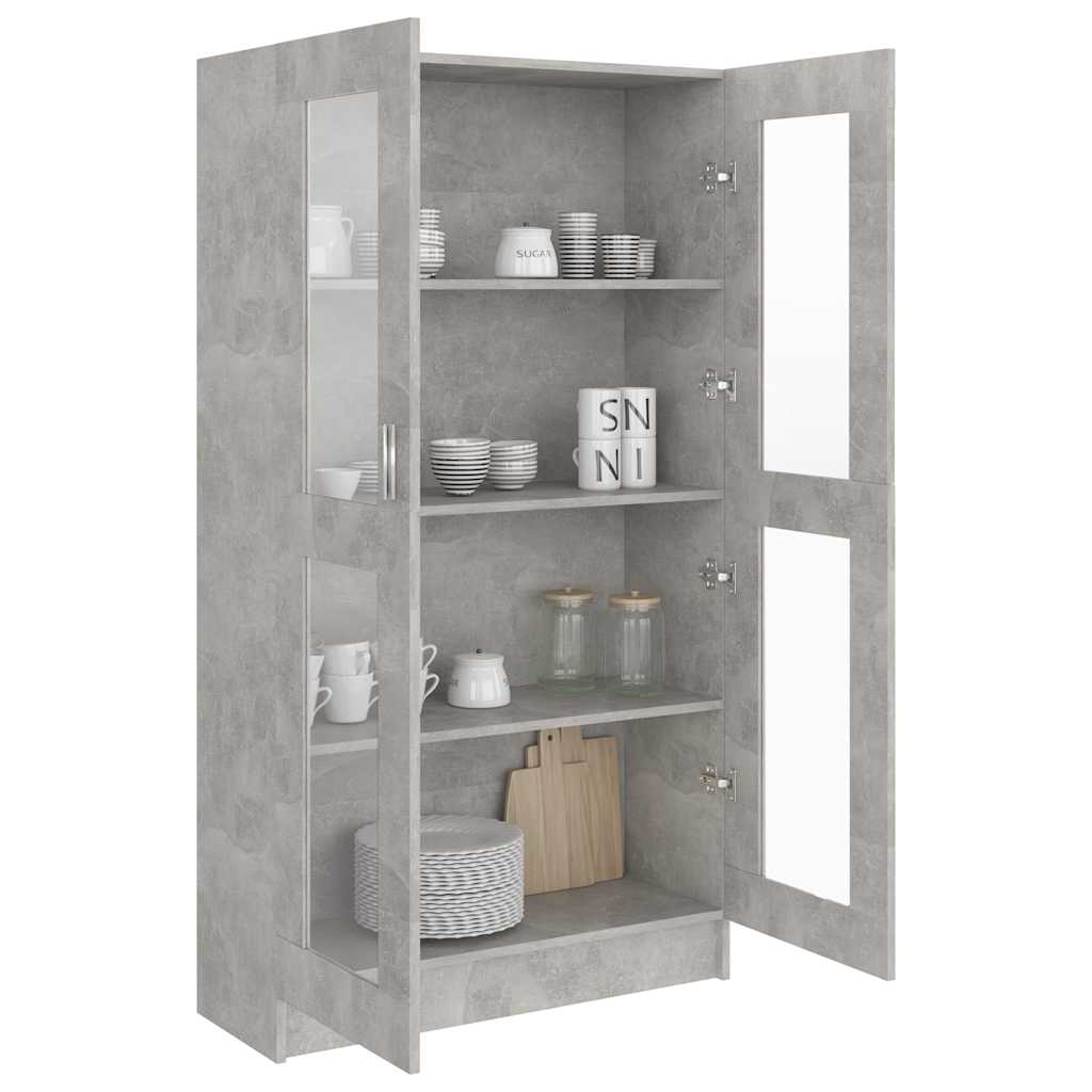 Vitrine Cabinet Concrete Grey 82.5x30.5x150 cm Engineered Wood